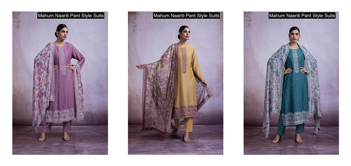 Mahum Naariti Dobby Pant Style Suits Manufacturer Ahmedabad