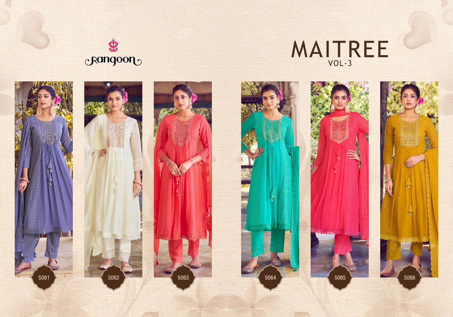 Maitree Vol 3 Rangoon Georgette Readymade Anarkali Suits Manufacturer Ahmedabad