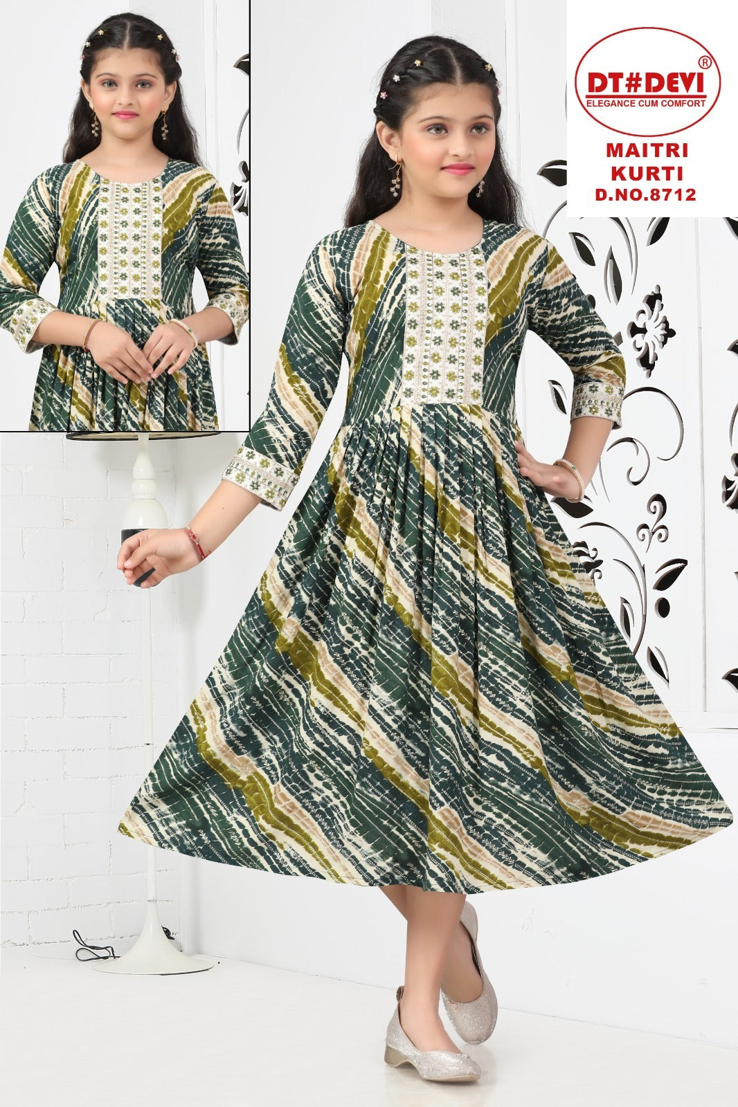 Maitri 8712 Dt Devi Rayon Girls Anarkali Kurti Wholesaler