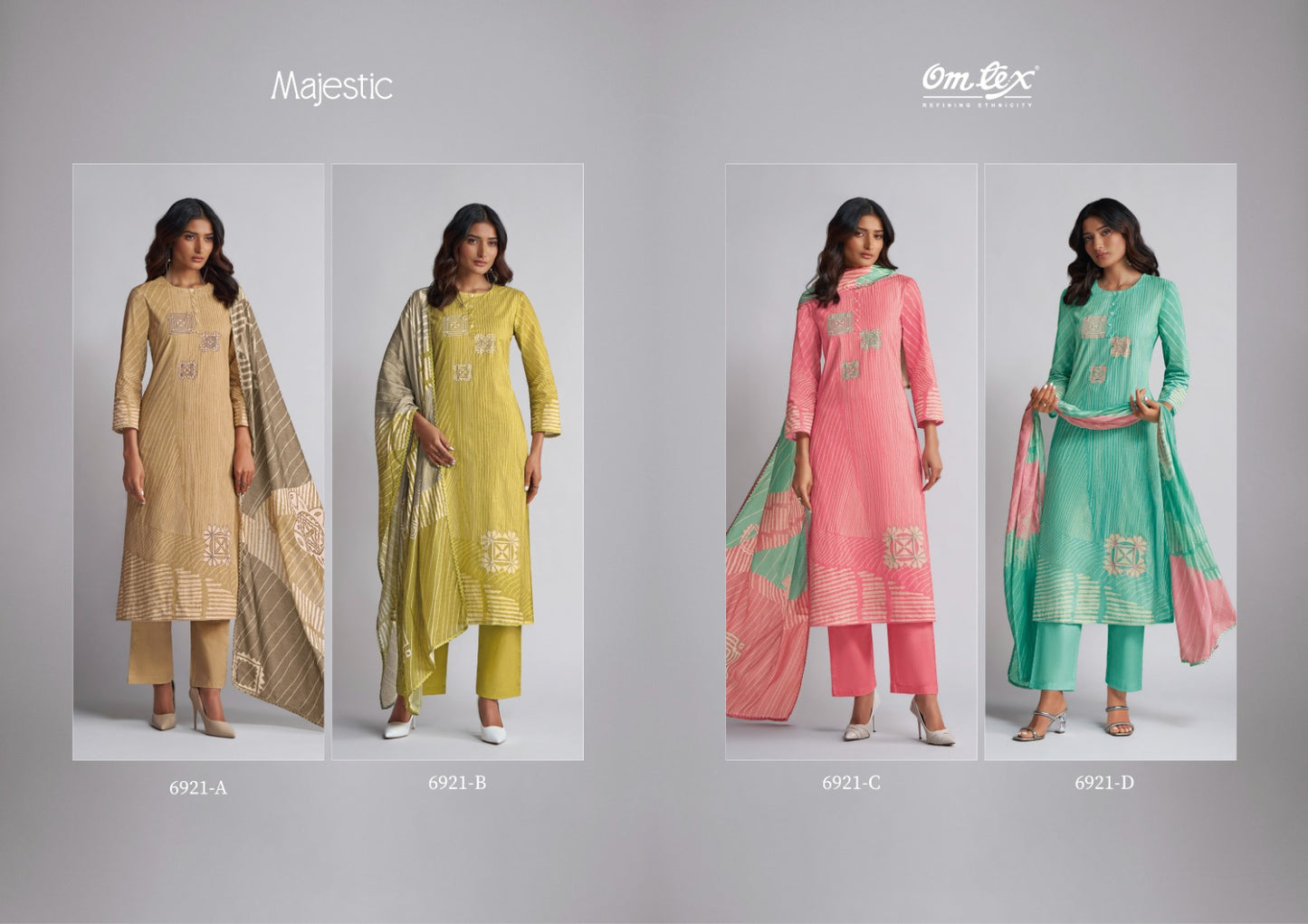 Majestic Omtex Lawn Cotton Pant Style Suits Supplier India