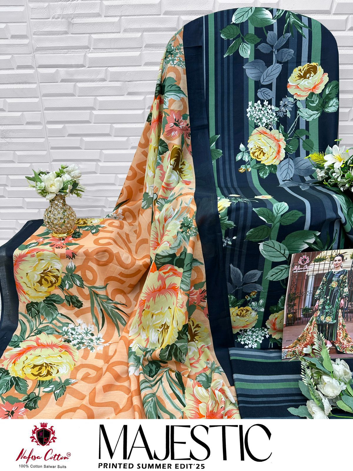 Majestic Printed Summer Edit 25 Nafisa Cotton Karachi Salwar Suits Wholesaler Gujarat