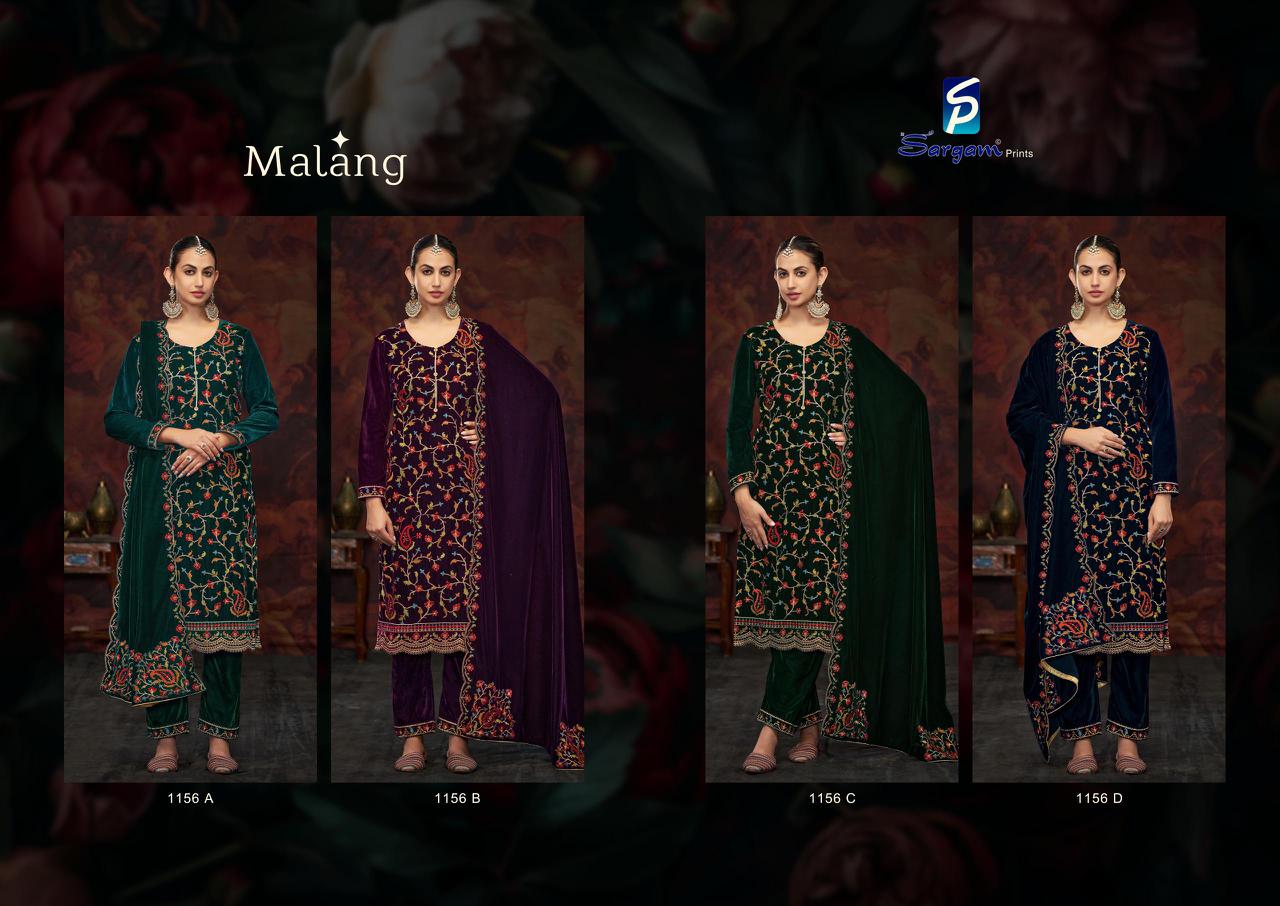 Malang 1156 Sargam Prints Premium Velvet Suits Manufacturer
