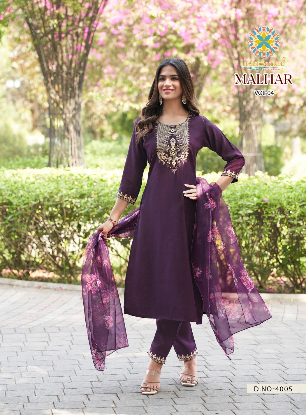 Malhar Vol 4 Passion Tree Roman Silk Readymade Pant Style Suits Wholesale Rate