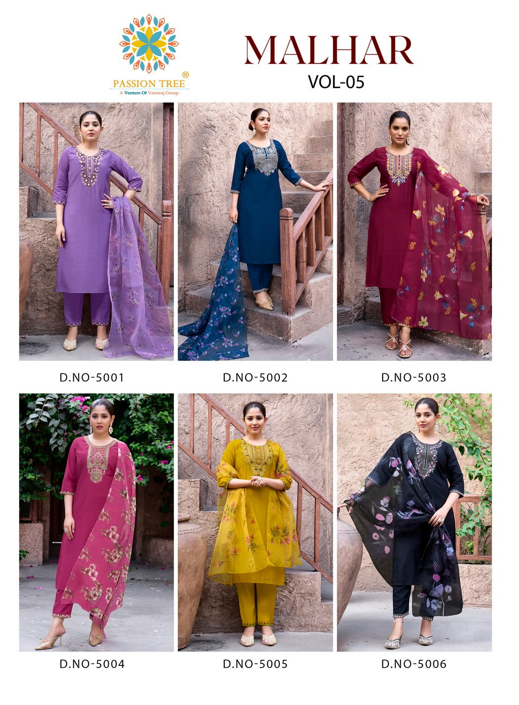 Malhar Vol 5 Passion Tree Roman Silk Readymade Pant Style Suits Exporter