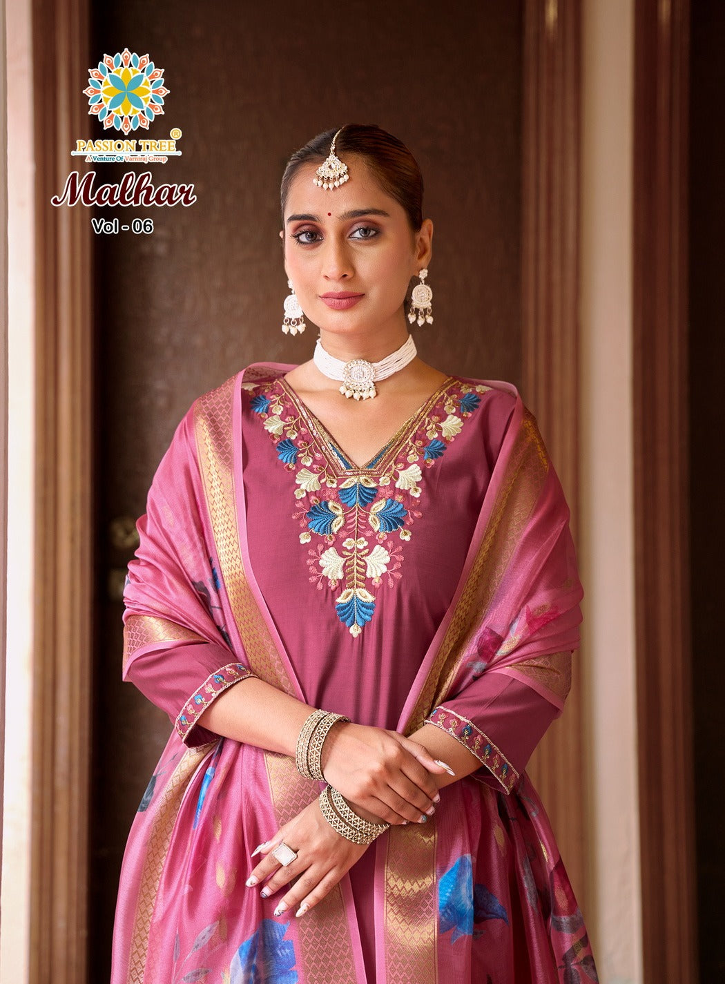 Malhar Vol 6 Passion Tree Roman Silk Readymade Pant Style Suits Wholesale