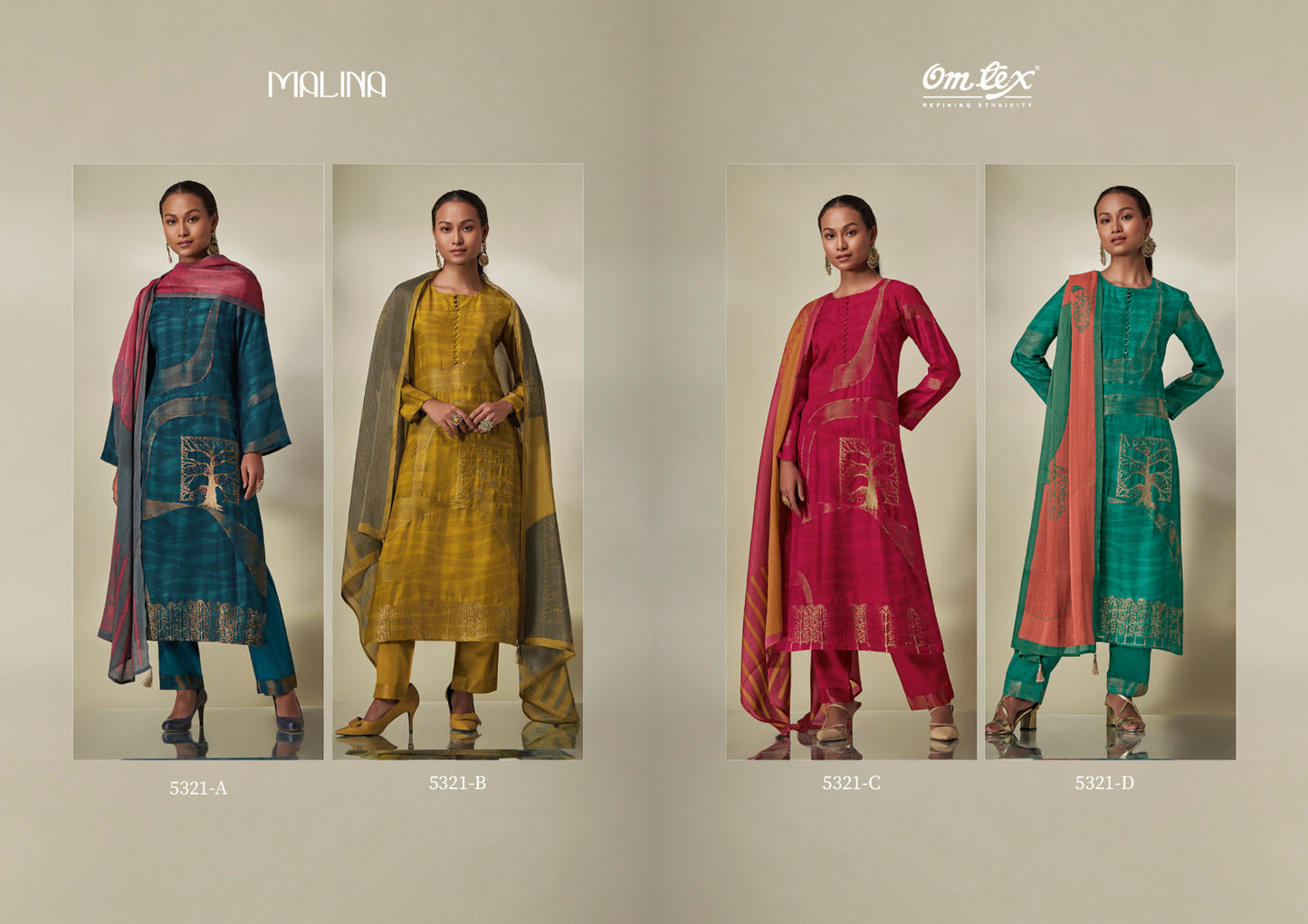 Malina Omtex Jacquard Pant Style Suits Wholesale Rate