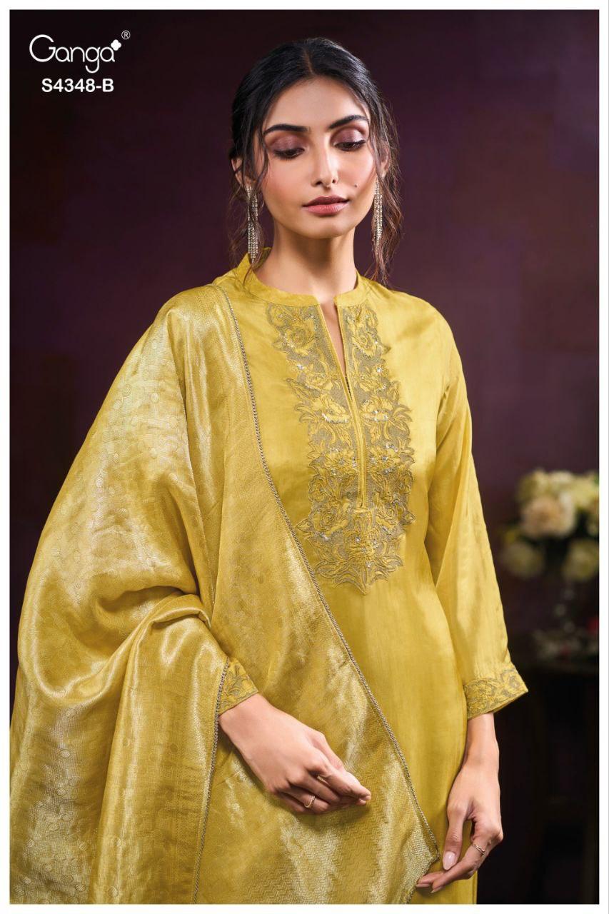 Malira 4348 Ganga Pure Bemberg Salwar Suits Wholesaler Gujarat