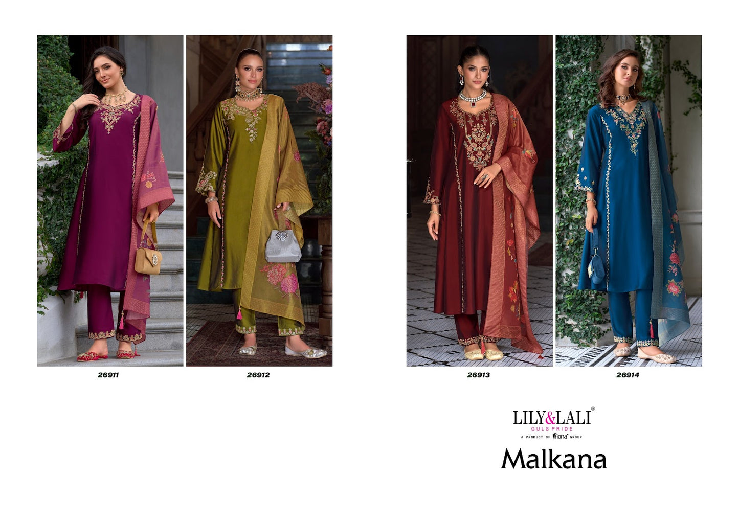 Malkana Lily Lali Viscose Silk Readymade Pant Style Suits Exporter