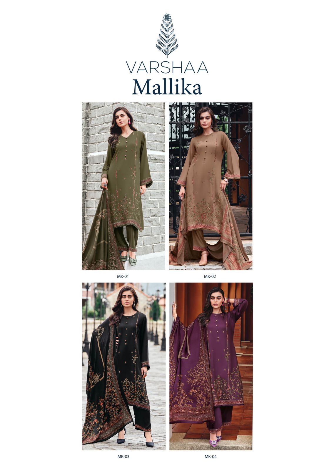 Mallika Varsha Fashions Viscose Muslin Plazzo Style Suits Supplier