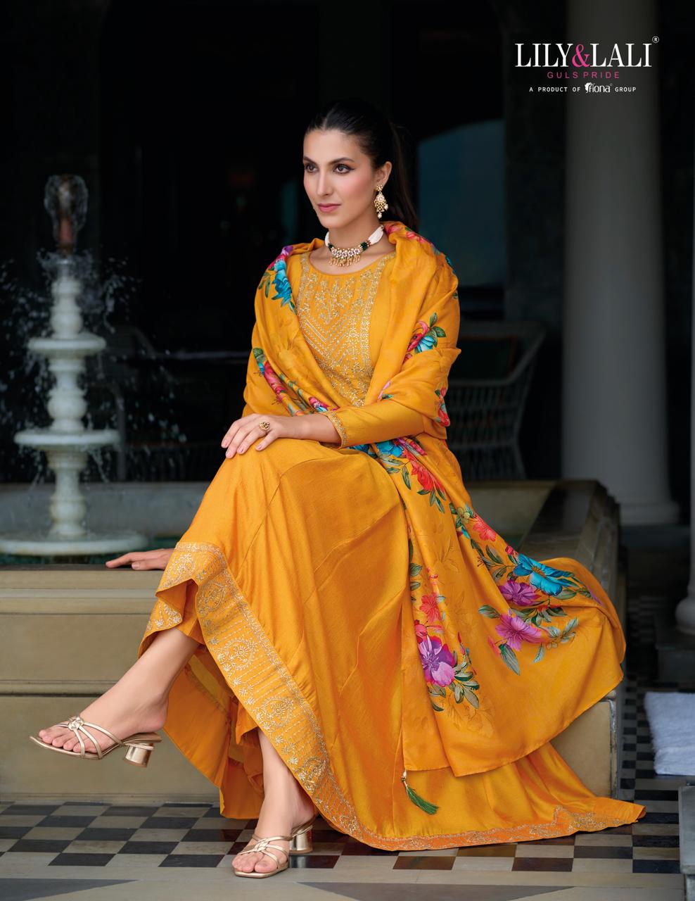 Mallikajaan Lily Lali Vichitra Silk Readymade Anarkali Suits Supplier