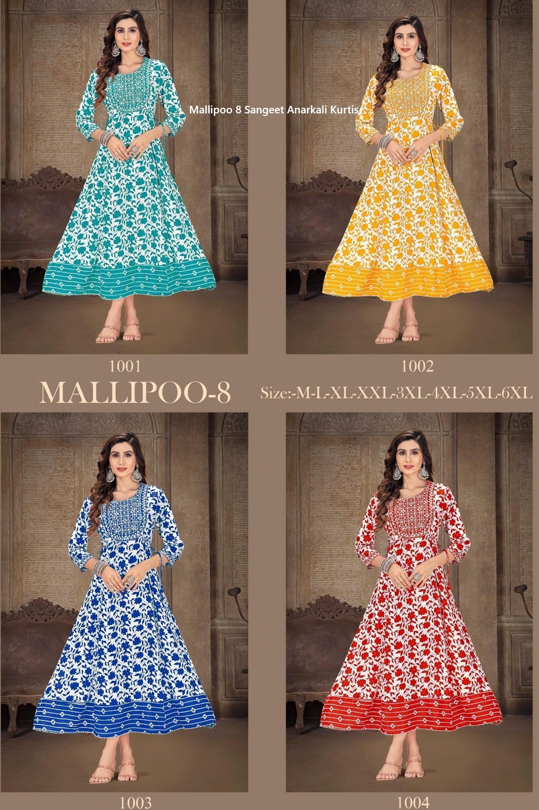 Mallipoo 8 Sangeet Rayon Anarkali Kurtis Manufacturer India