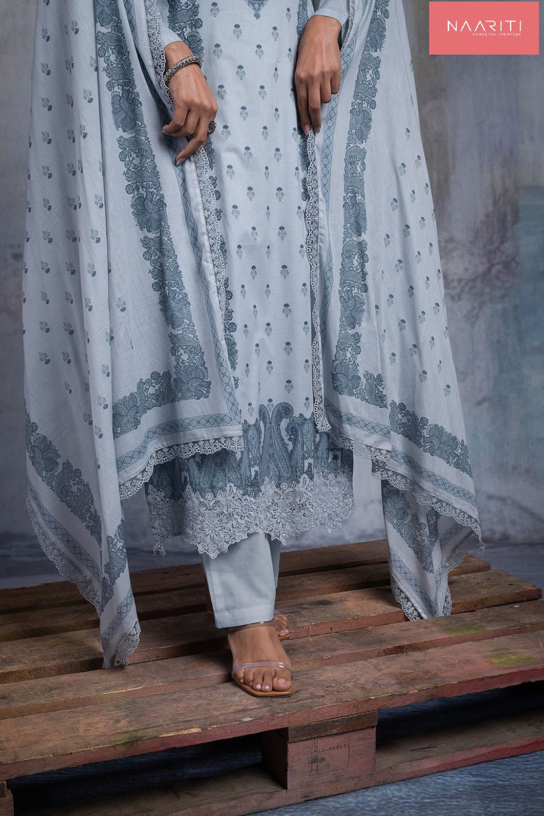Mandari Naariti Cotton Lawn Pant Style Suits Wholesale