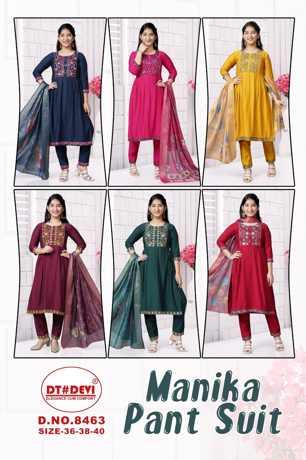 Manika-8463 Dt Devi Heavy Silk Readymade Pant Style Suits Manufacturer Ahmedabad