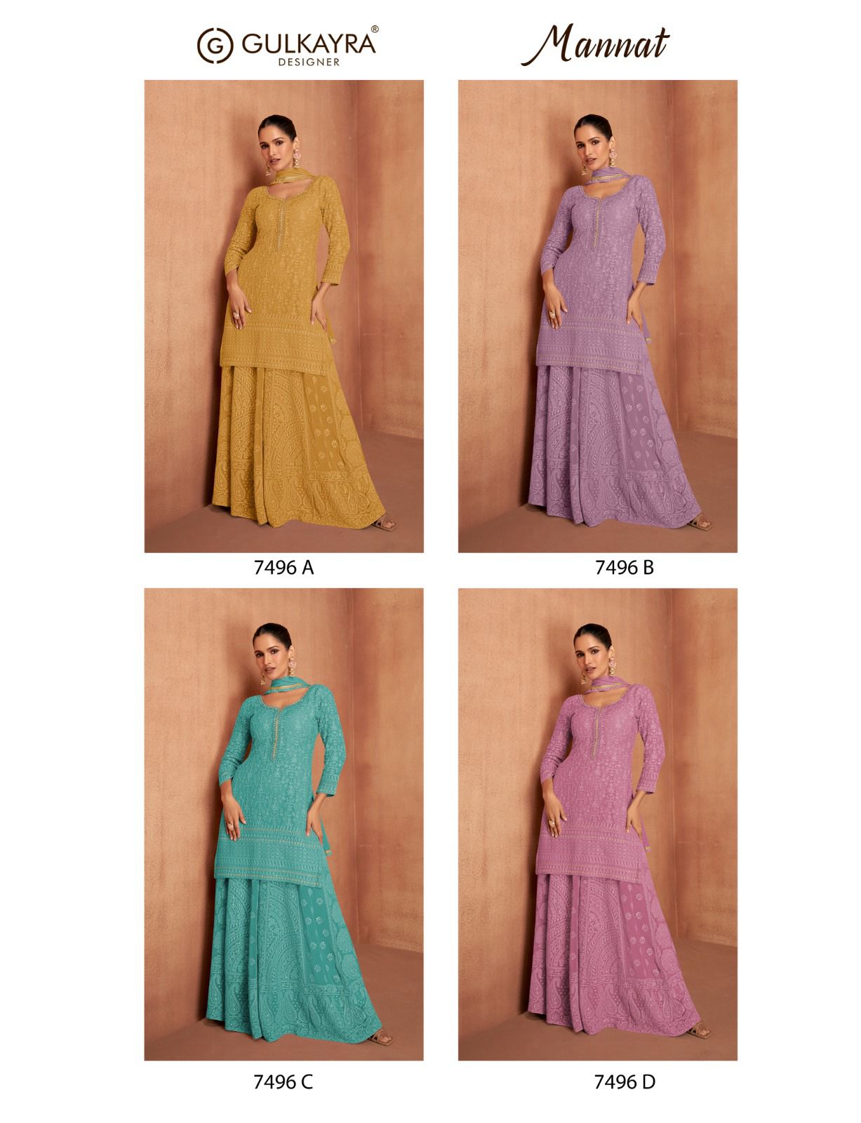 Mannat 7496 Gulkayra Designer Georgette Readymade Suits Supplier Gujarat