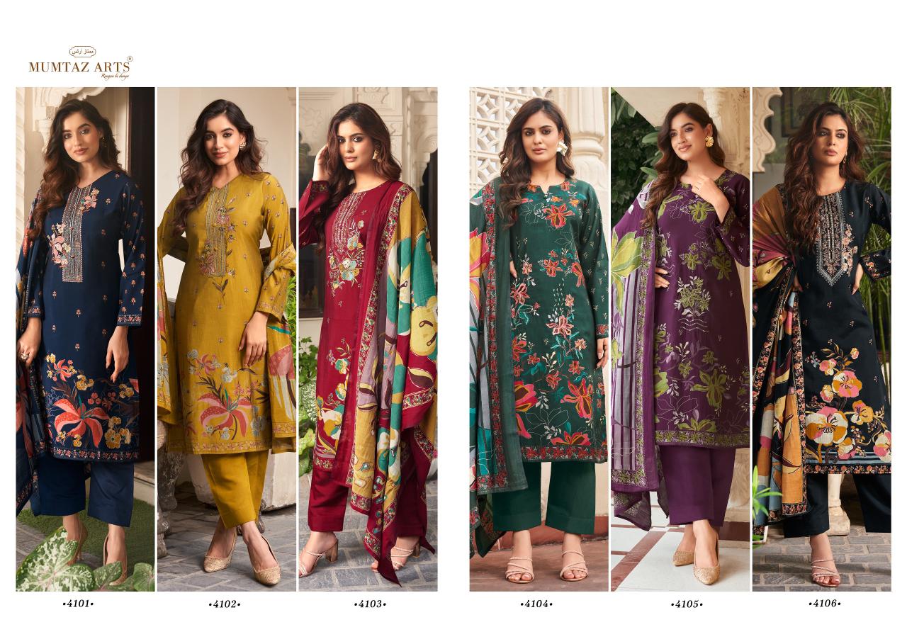 Mannat Mumtaz Arts Viscose Muslin Pant Style Suits Wholesale Price