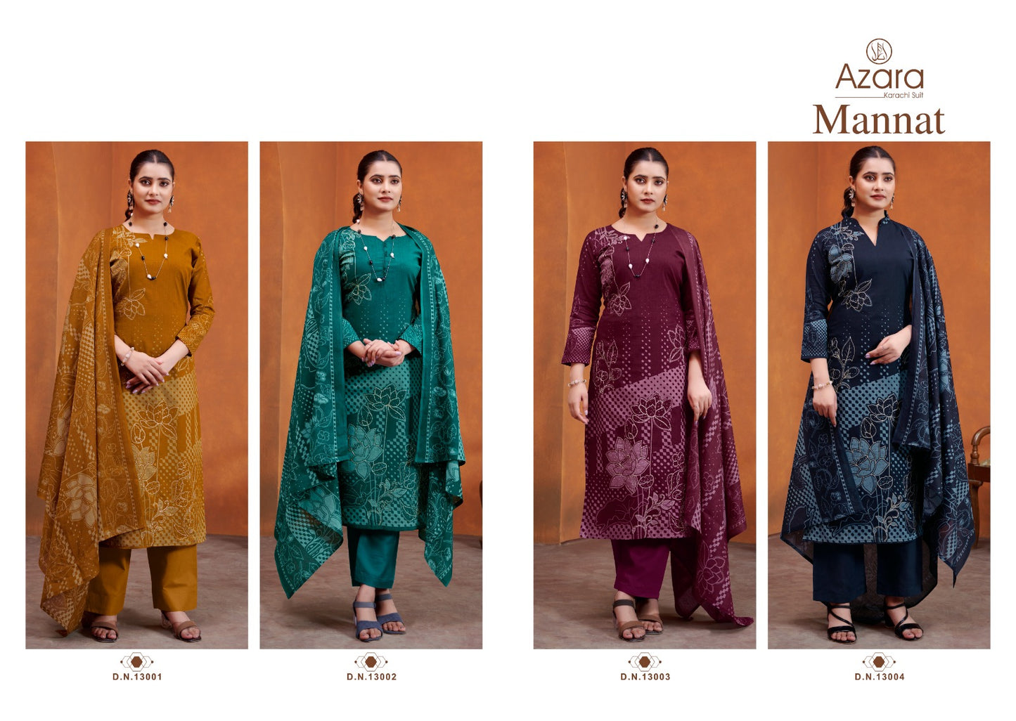 Mannat Radhika Fashion Azara Lawn Cotton Karachi Salwar Suits Supplier Gujarat