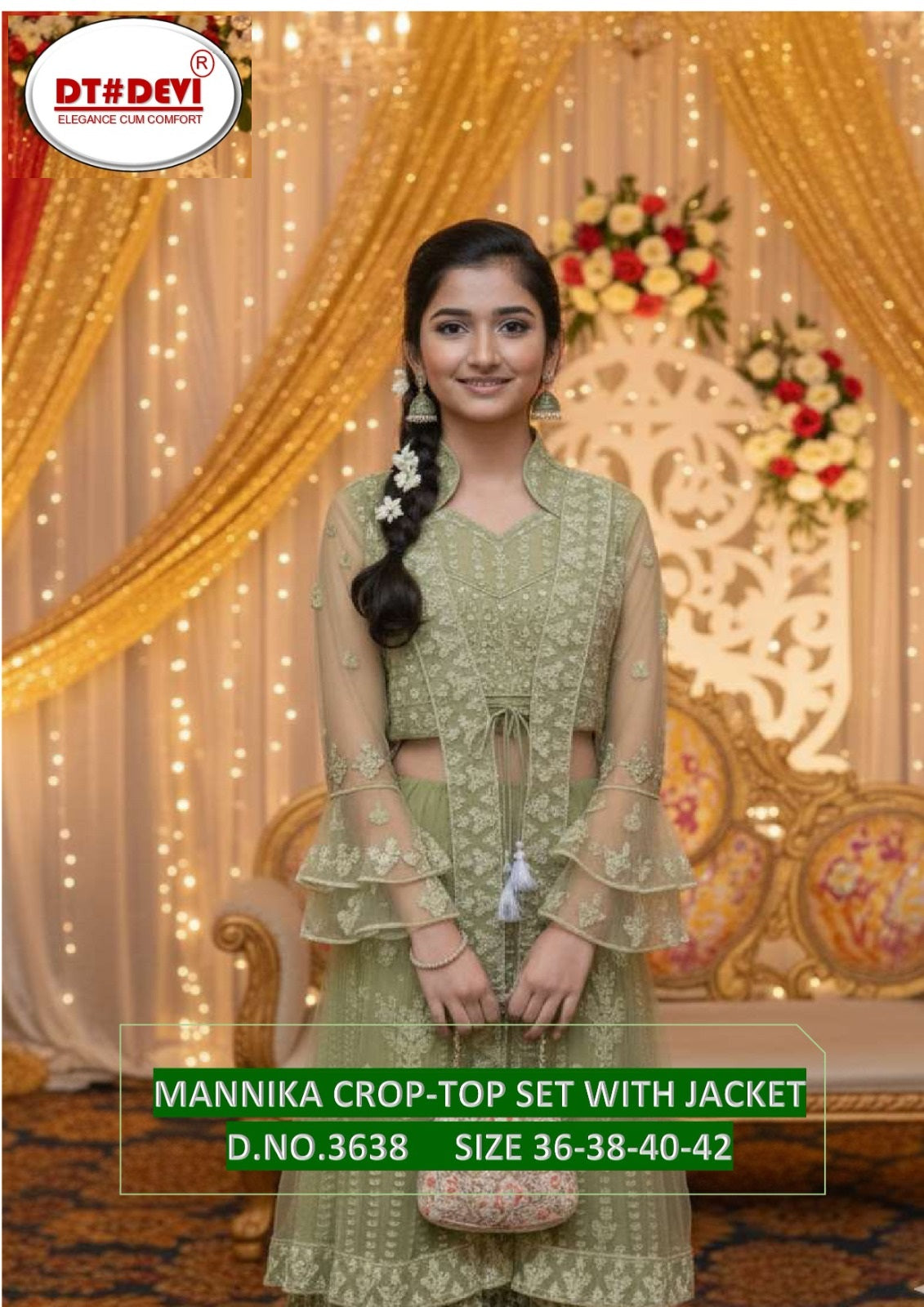 Mannika Dn 3638 Dt Devi Girls Croptop Jacket Skirt Manufacturer