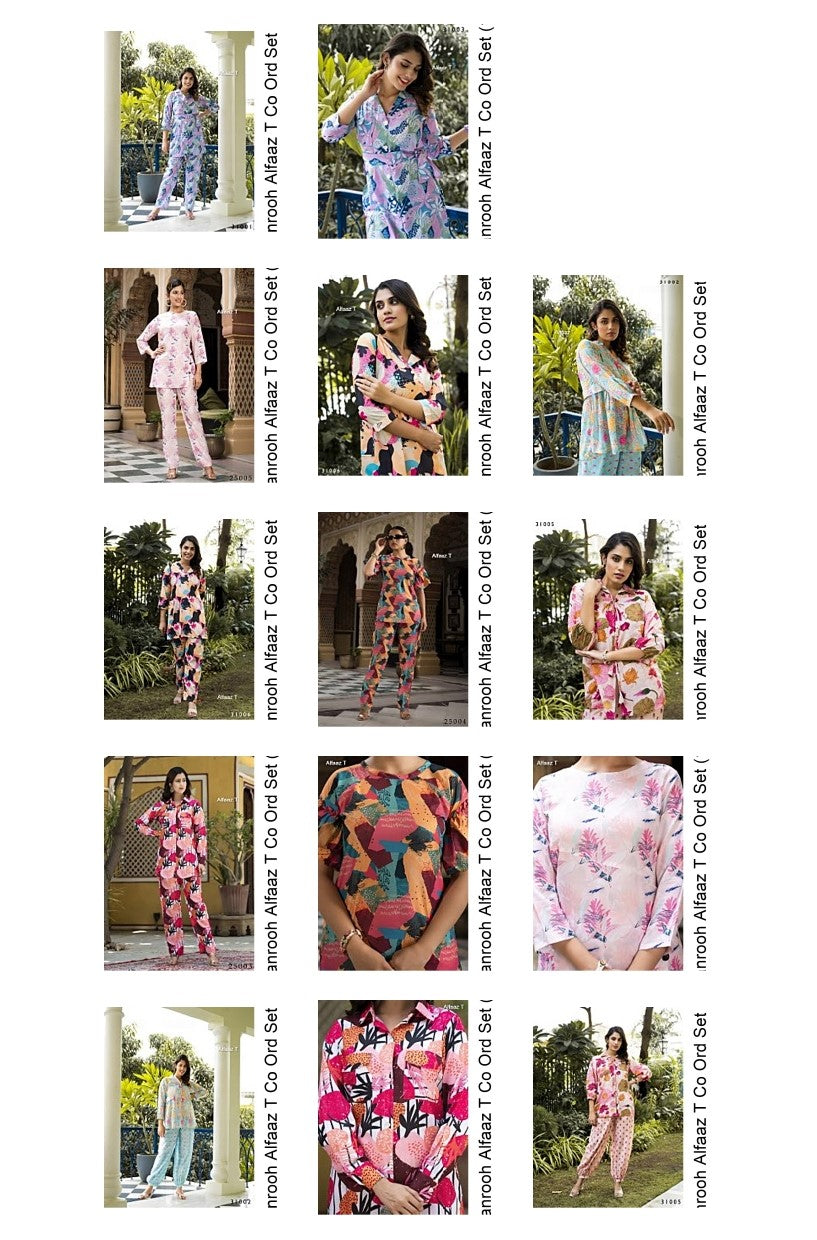 Manrooh Alfaaz T Muslin Co Ord Set Supplier Ahmedabad