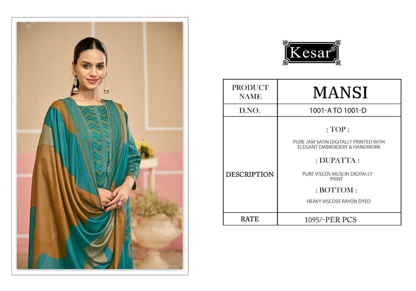 Mansi 1001 Kesar Jam Satin Pant Style Suits Wholesaler India