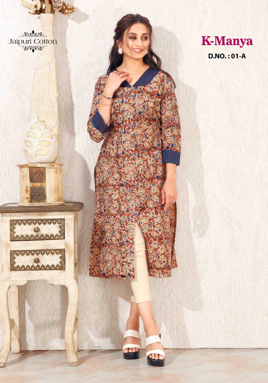 Manya 1 Kalpveli Jaipuri Knee Length Kurtis Supplier Ahmedabad