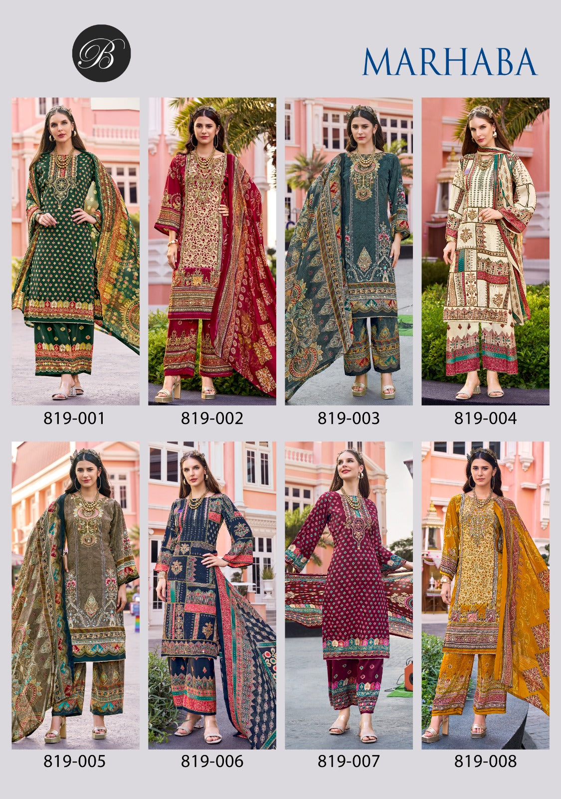Marhaba Belliza Designer Studio Crepe Karachi Salwar Suits Manufacturer Ahmedabad