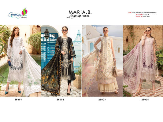 Maria B Lawn Vol 26 Saniya Trendz Cotton Pakistani Salwar Suits Wholesale Rate