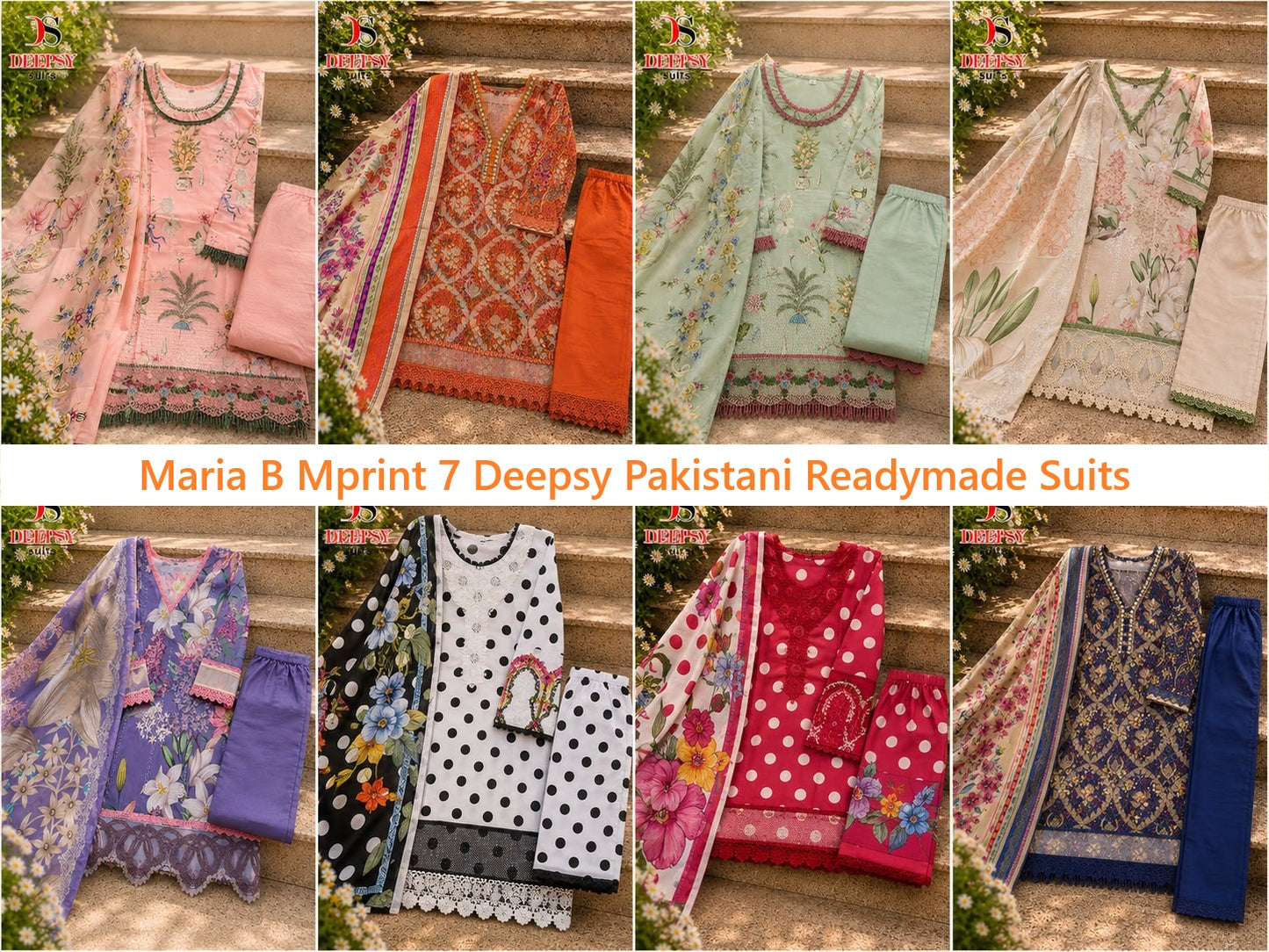 Maria B Mprint 7 Deepsy Cotton Pakistani Readymade Suits Wholesaler Gujarat