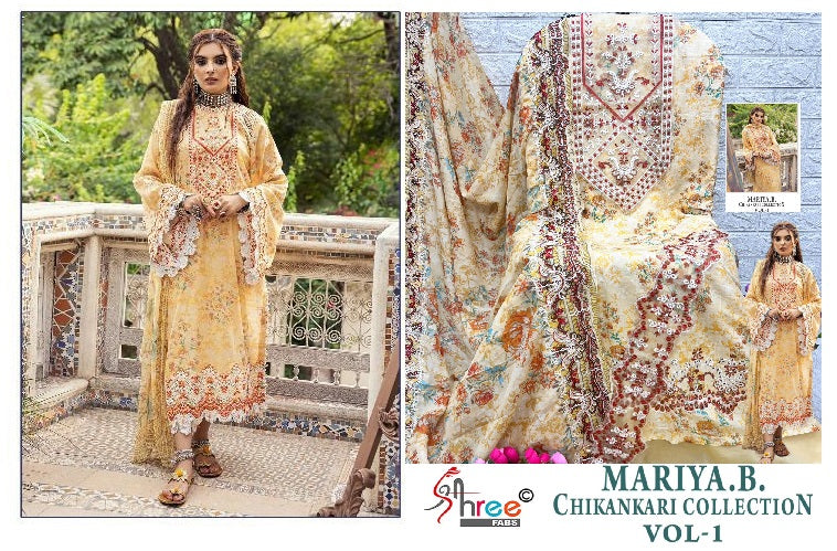 Mariya B Chikankari Collection Vol 1 Shree Fabs Cotton Pakistani Patch Work Suits Exporter Gujarat