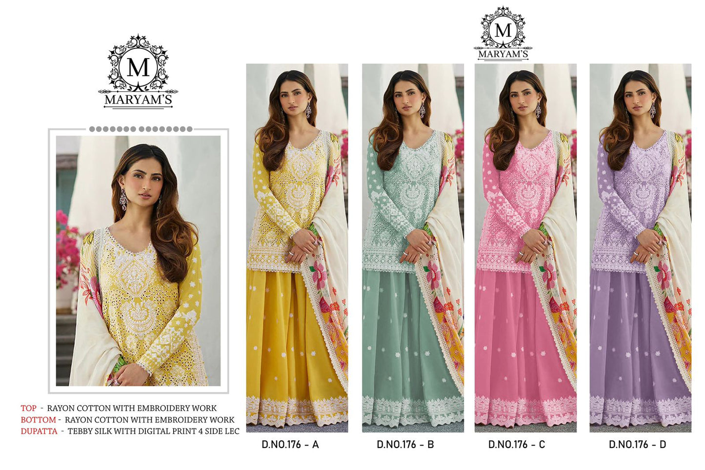 Maryams 176 Kaleesha Fashion Rayon Cotton Pakistani Salwar Suits Exporter