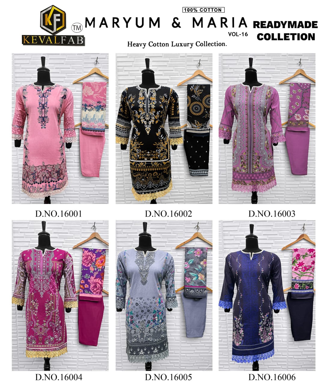 Maryum And Maria Vol 16 Heavy Cotton Luxury Collection Keval Fab Karachi Readymade Suits Manufacturer Ahmedabad