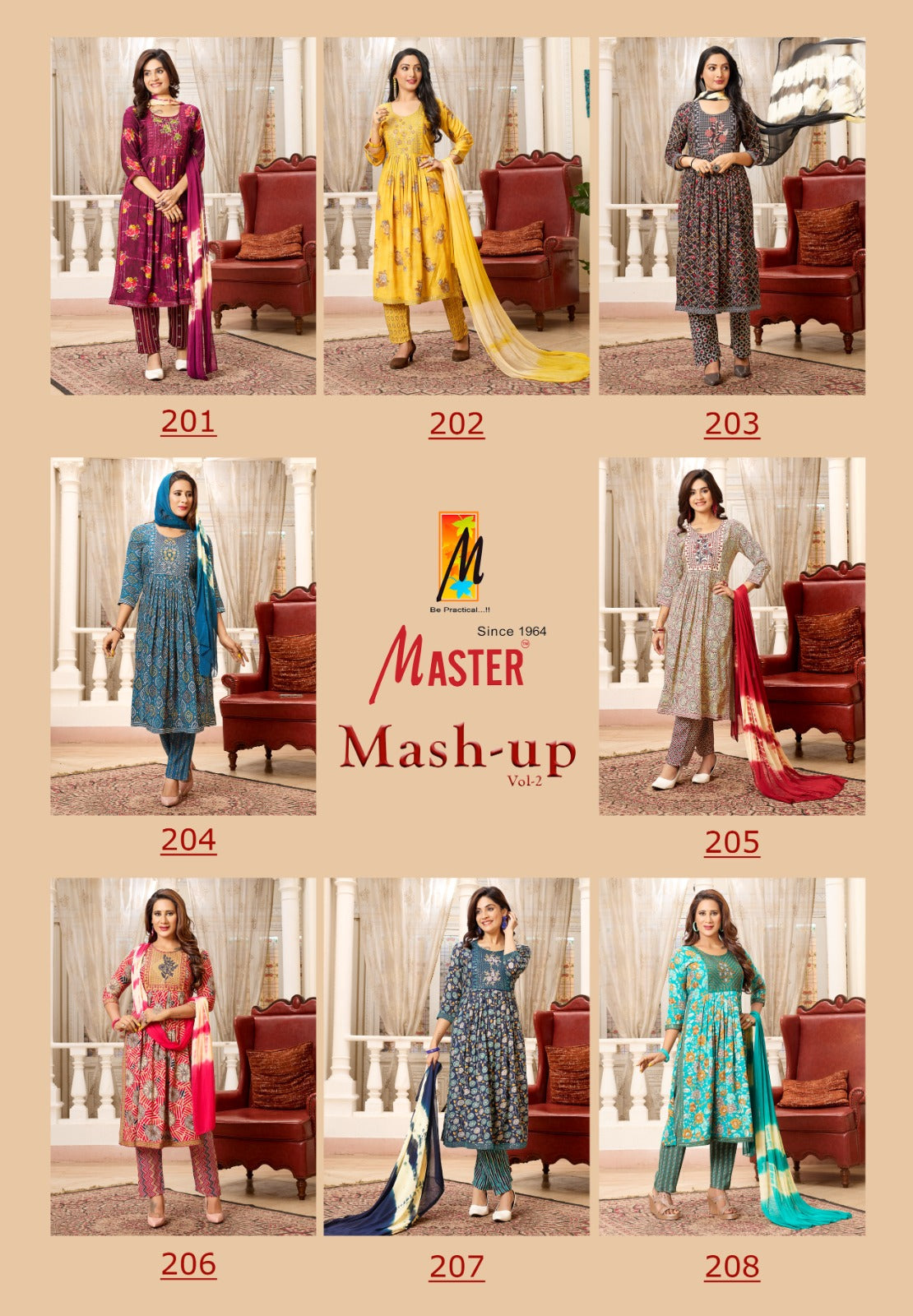 Mash Up Vol 2 Master Rayon Readymade Pant Style Suits Manufacturer Gujarat