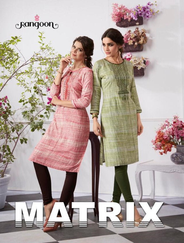 Matrix Rangoon Rayon Knee Length Kurtis Exporter Ahmedabad