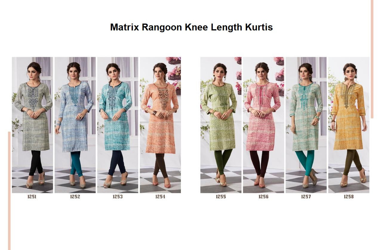 Matrix Rangoon Rayon Knee Length Kurtis Exporter Ahmedabad – Kavya