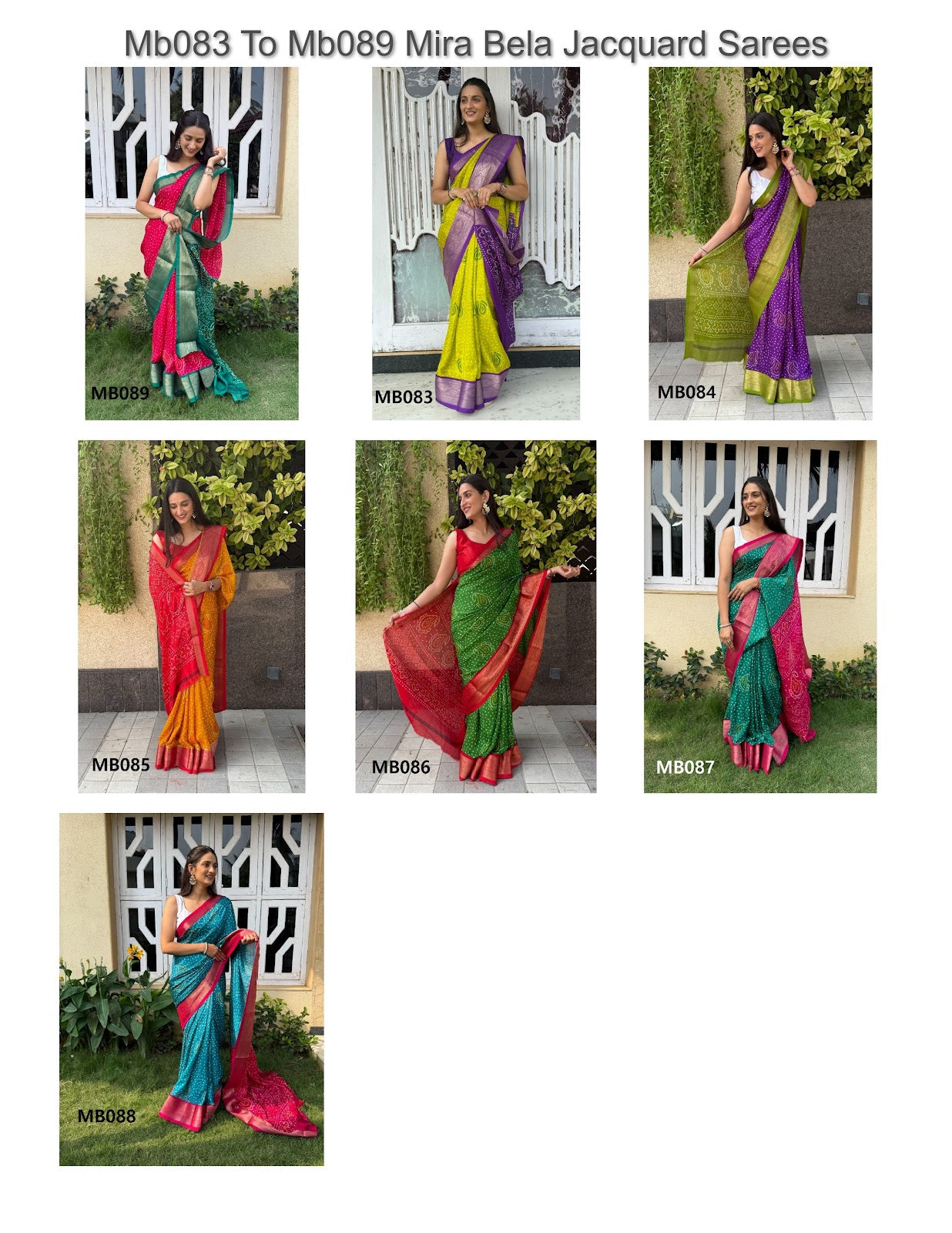 Mb083 To Mb089 Mira Bela Viscose Jacquard Sarees Wholesale Rate