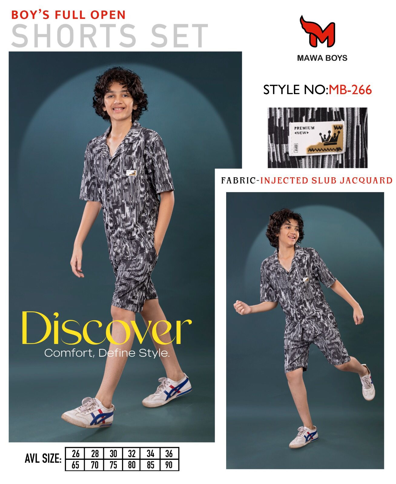 Mb 266 Mawa Jacquard Boys Shorts Set Wholesale Price