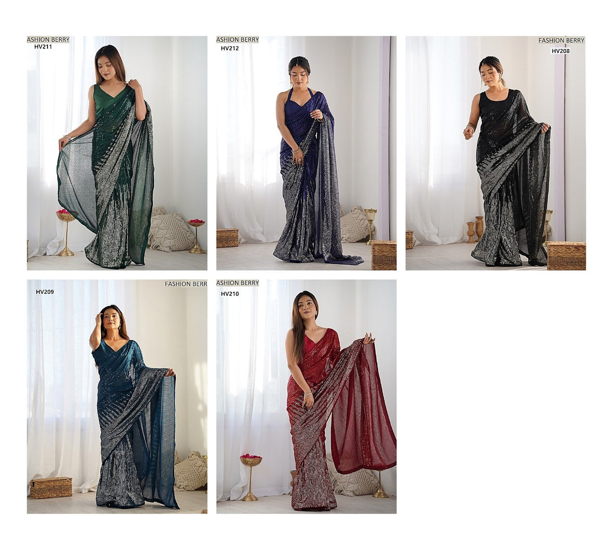 Meena Fashion Berry Georgette Sarees Wholesale Price
