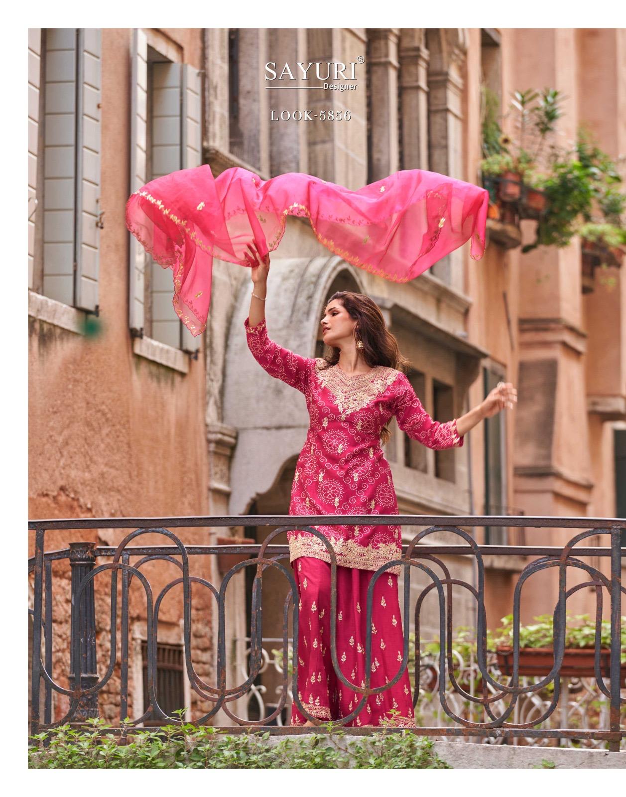 Meena Nx Sayuri Chinnon Silk Readymade Plazzo Style Suits Manufacturer Ahmedabad