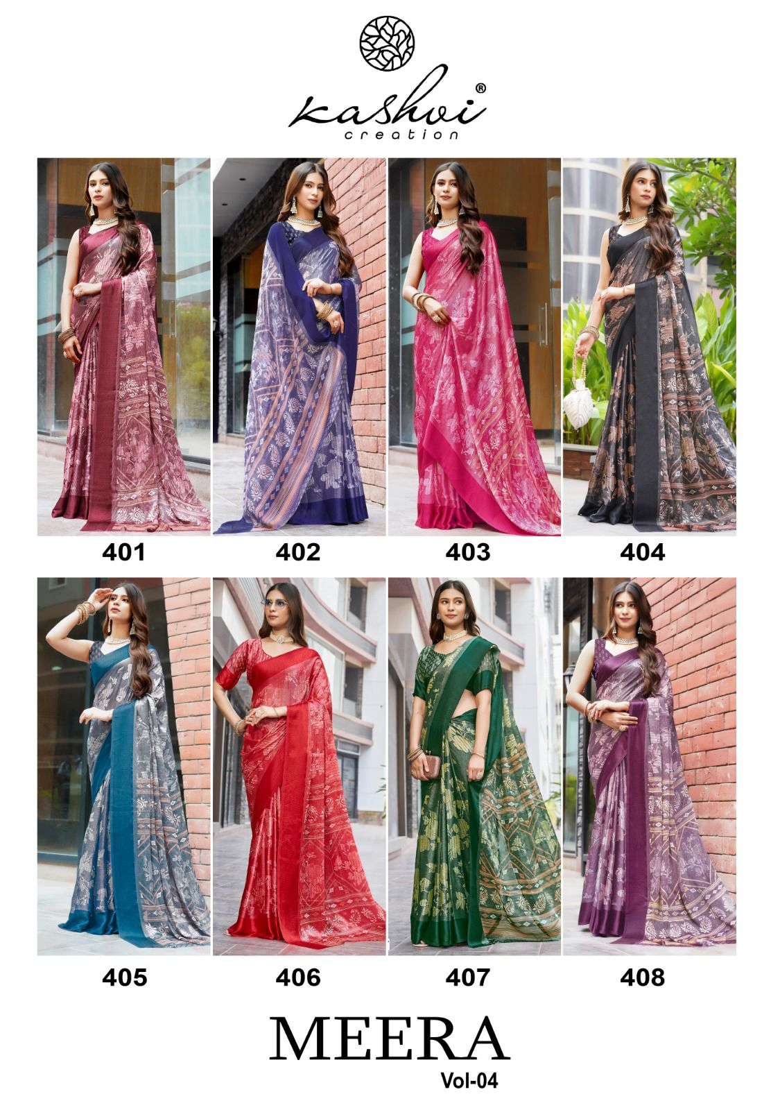 Meera Vol 4 Kashvi Creation Brasso Sarees Supplier Ahmedabad