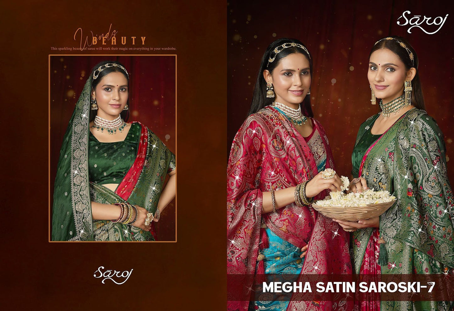 Megha Satin Saroski Vol 7 Saroj Sarees Exporter India