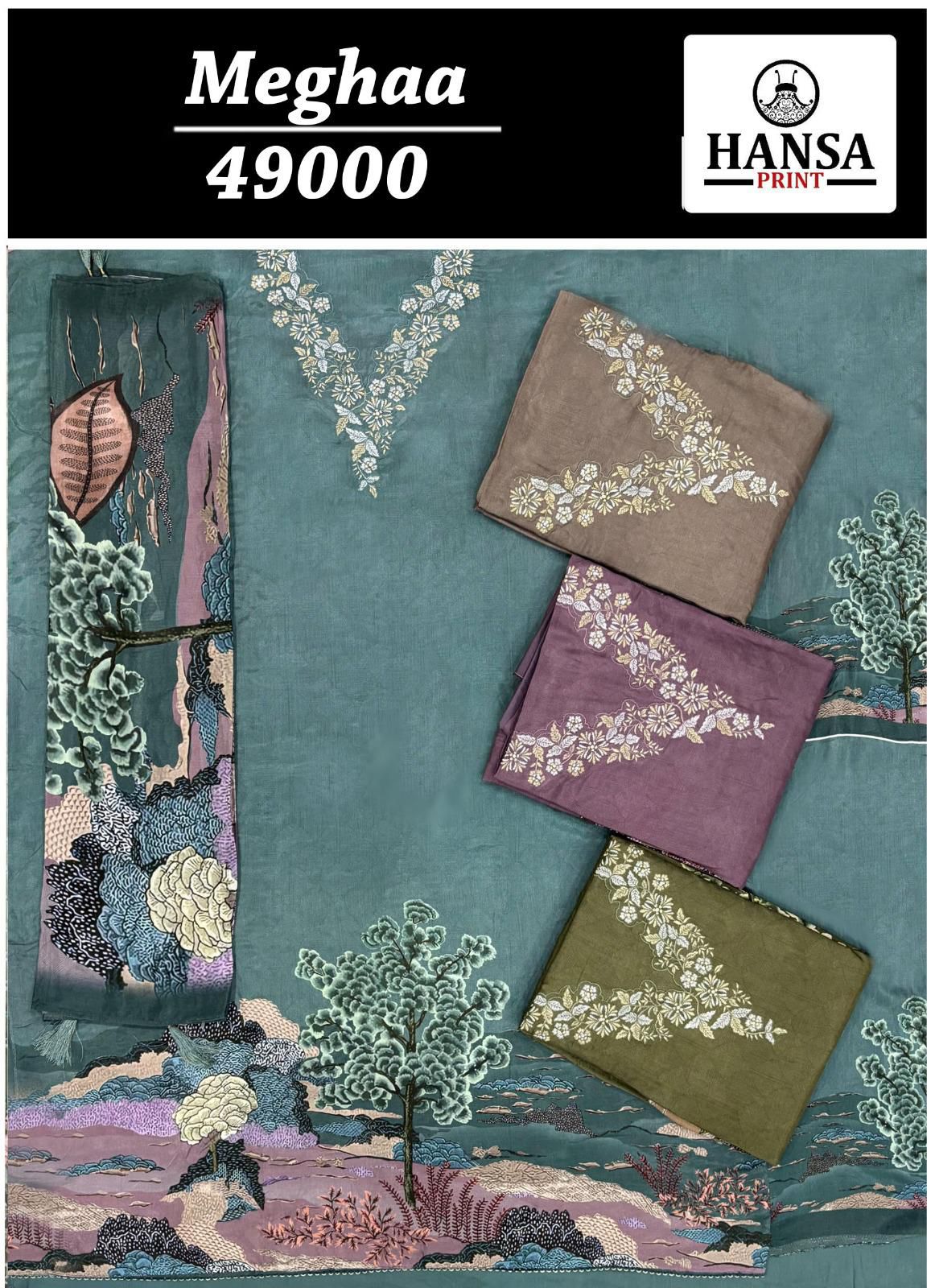 Meghaa 49000 Hansa Prints Muslin Salwar Suits Supplier Ahmedabad