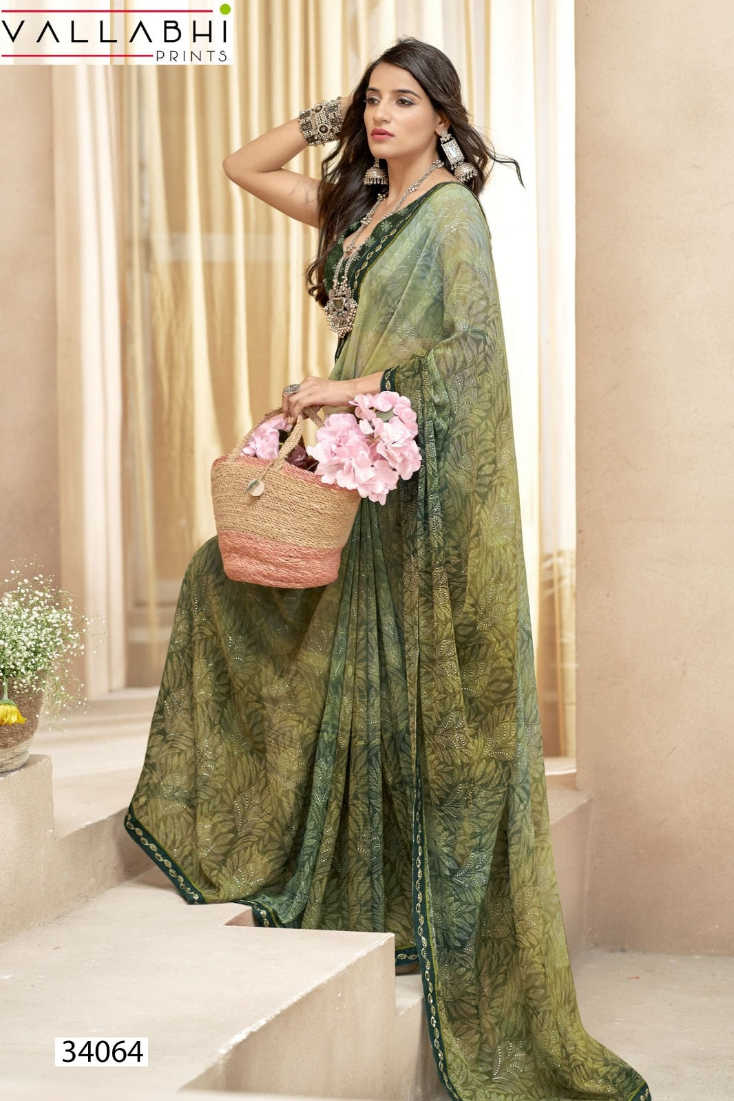 Meghlata Vallabhi Prints Chiffon Sarees Supplier India
