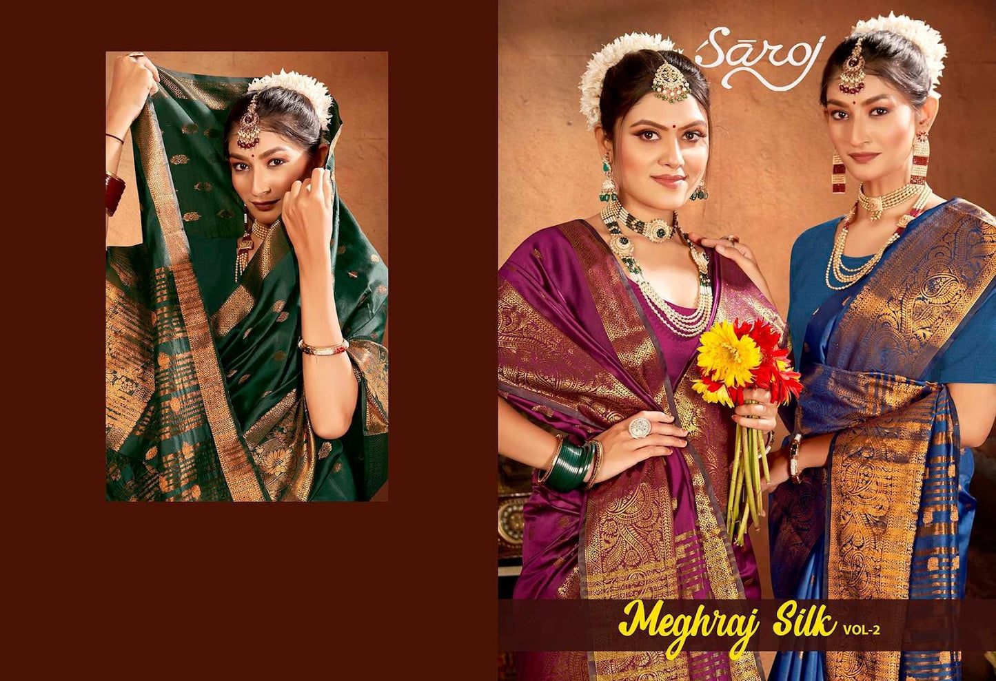Meghraj Silk Vol 2 Saroj Soft Silk Sarees Manufacturer Ahmedabad