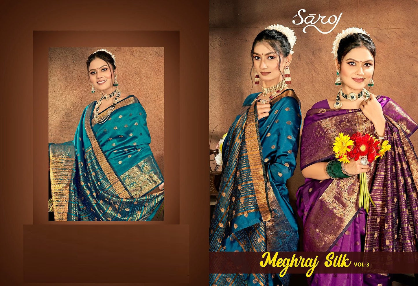 Meghraj Silk Vol 3 Saroj Soft Silk Sarees Wholesale Rate