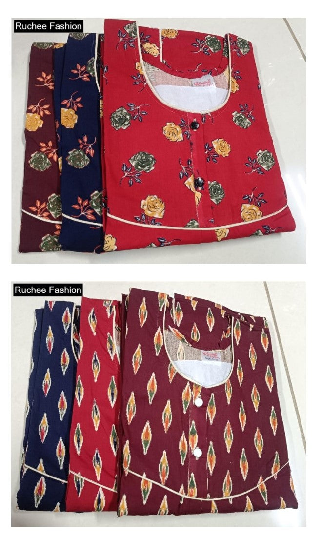 Megya 2Xl Ruchee Fashion Cotton Night Gowns Exporter Gujarat