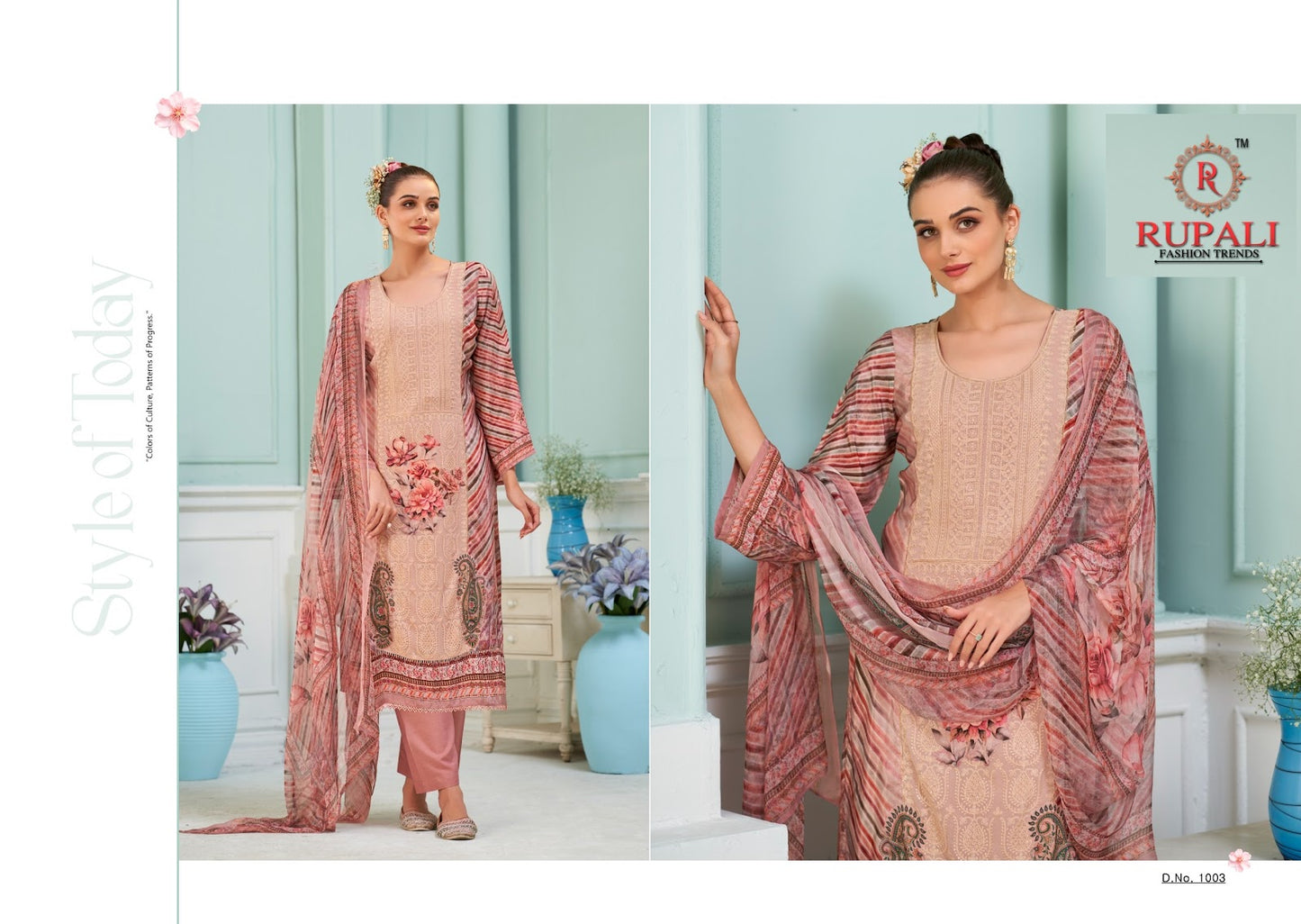 Mehar Rupali Natural Crape Pant Style Suits Exporter Ahmedabad