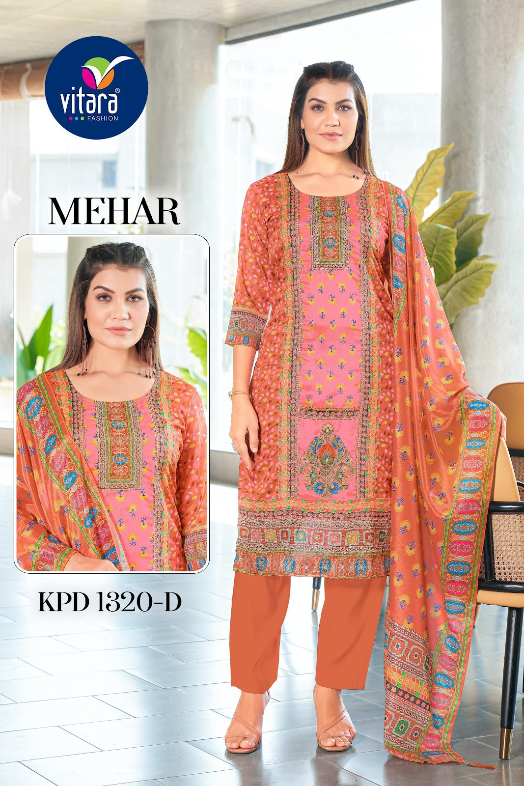 Mehar Vitara Chinon Readymade Pant Style Suits Exporter