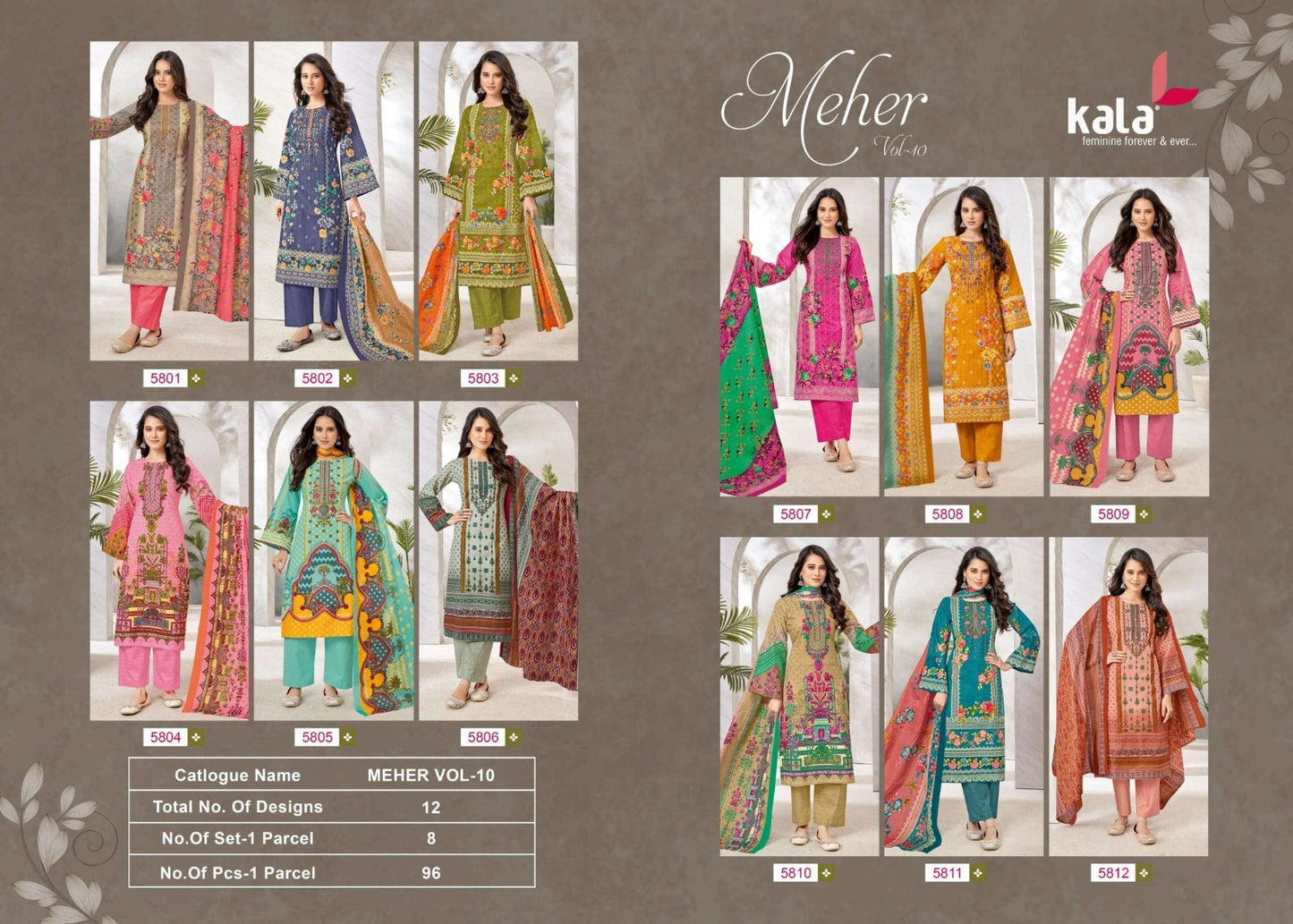Mehar Vol 10 Kala Pure Cotton Pakistani Salwar Suits Wholesale Price