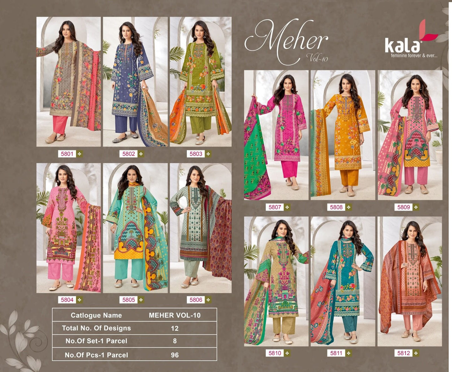 Meher Vol 10 Kala Cotton Karachi Salwar Suits