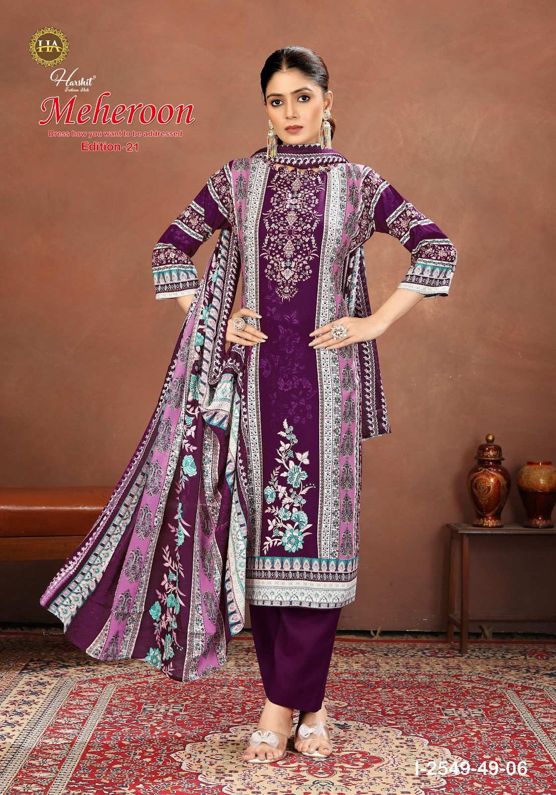 Meheroon Edition 21 Harshit Fashion Viscose Reyon Karachi Salwar Suits Wholesale Price