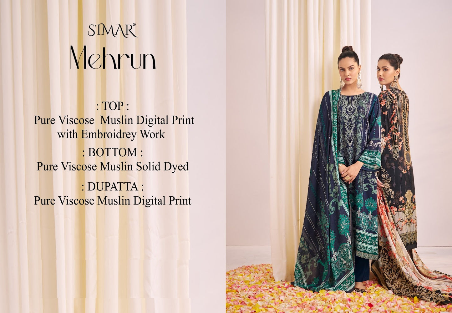 Mehrun Simar Pure Viscose Muslin Karachi Salwar Suits Wholesaler Ahmedabad